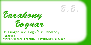 barakony bognar business card